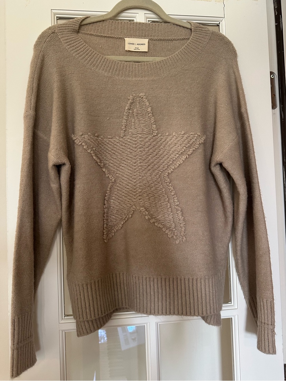 Taupe Star Crewneck Sweater - Women's